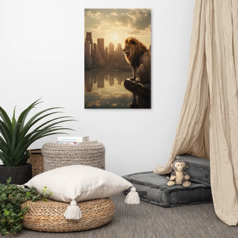 The Lion's Gaze Over the Urban Symphony