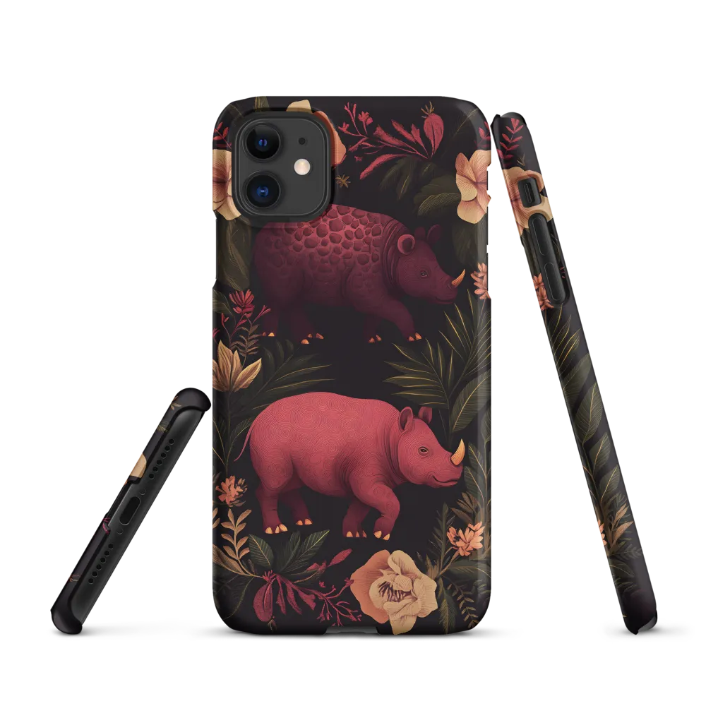 Rhinos in Floral Embrace