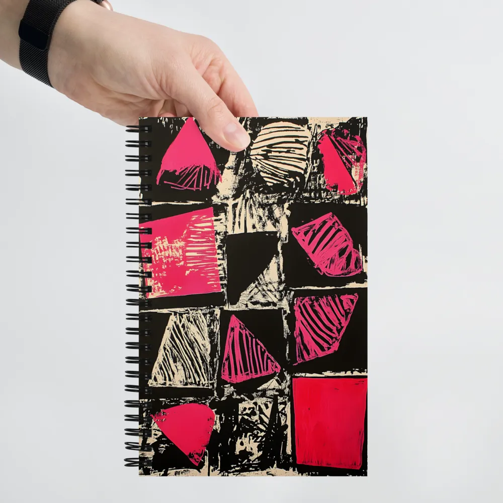 Geometric Symphony in Pink and Black | Spiral Notebook