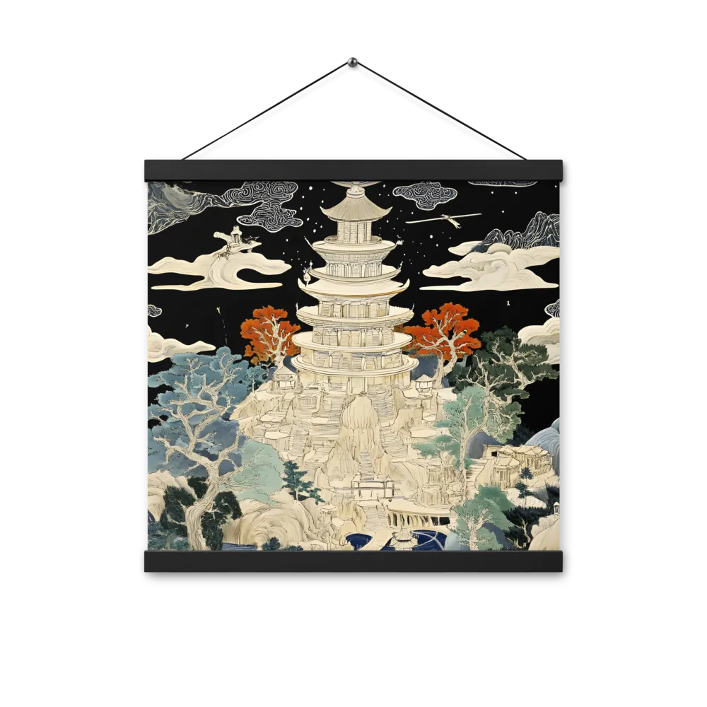 Whispers of the Pagoda | Poster With Black Wood Hanger | 16″×16″