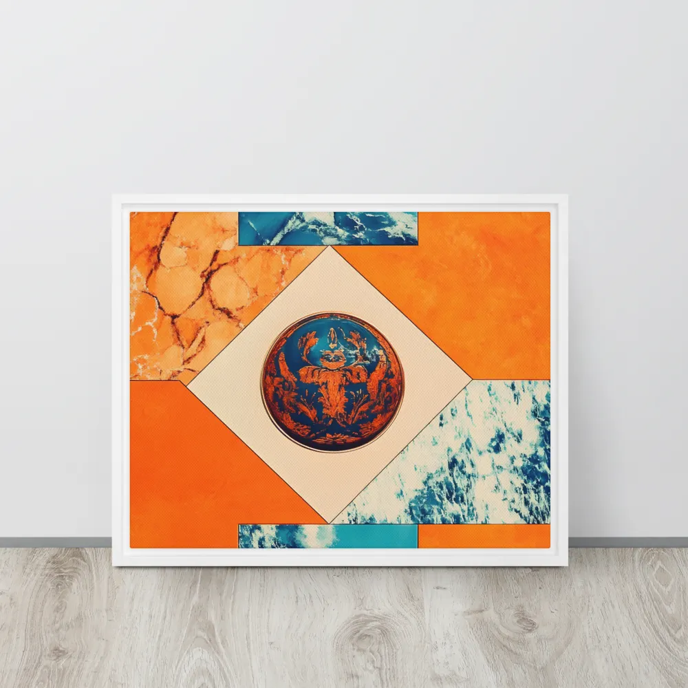 Harmonious Encounters: Abstract Geometry | Canvas with White Frame | 16″×20″