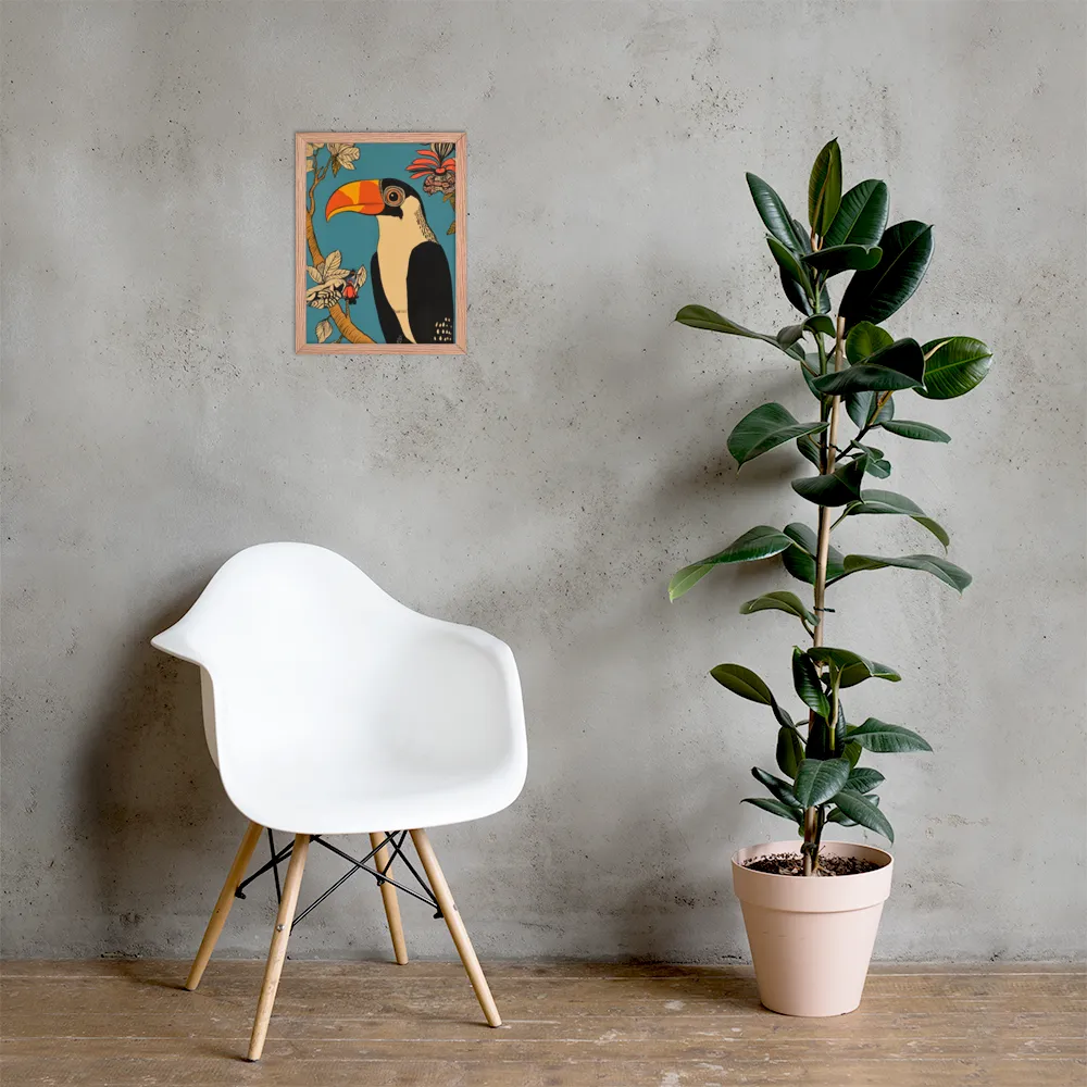 Tropical Majesty: The Toucan at Rest | Poster with Red oak Frame | 12″×16″