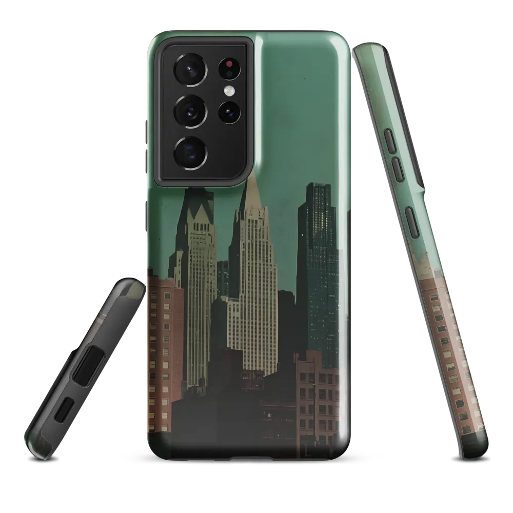 Urban Nostalgia: A Retro Cityscape | Phone Case |  S21 Ultra | Tough Case | Glossy