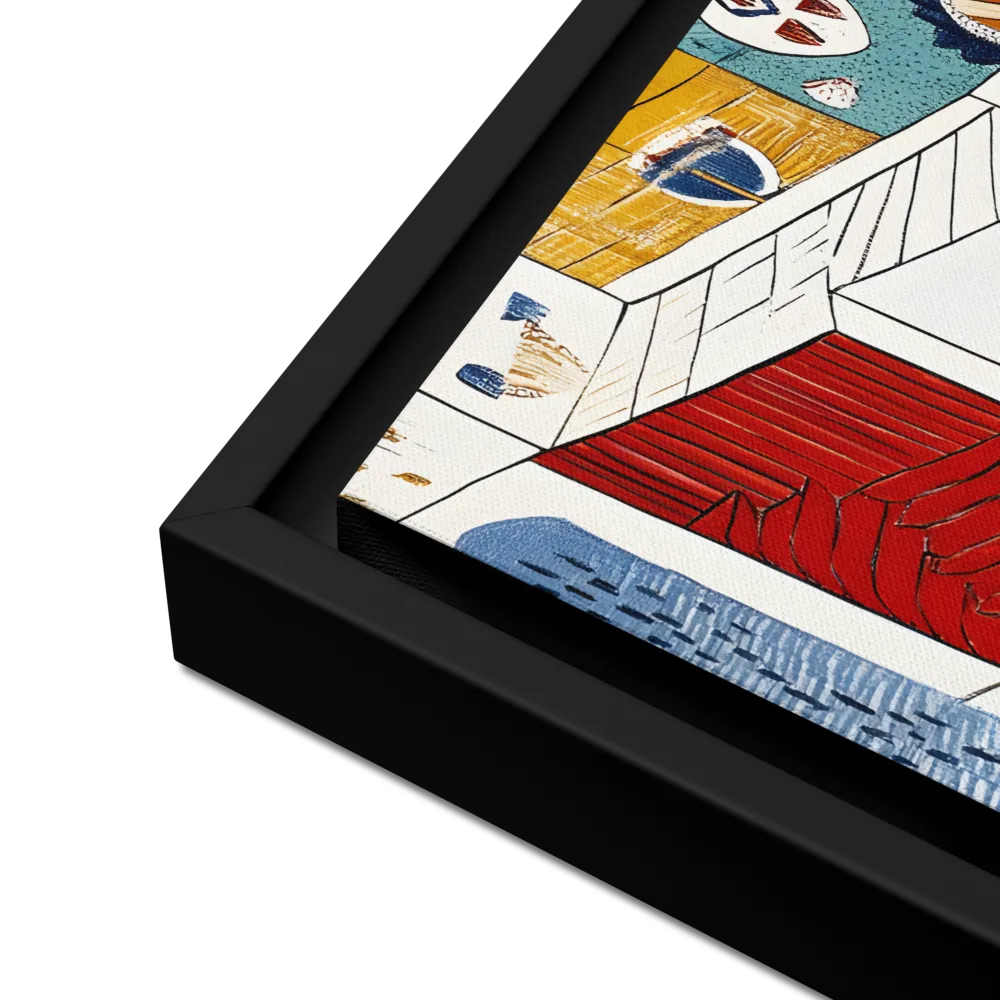Symphony of Geometric Harmony | Canvas with Black Frame | 16″×16″