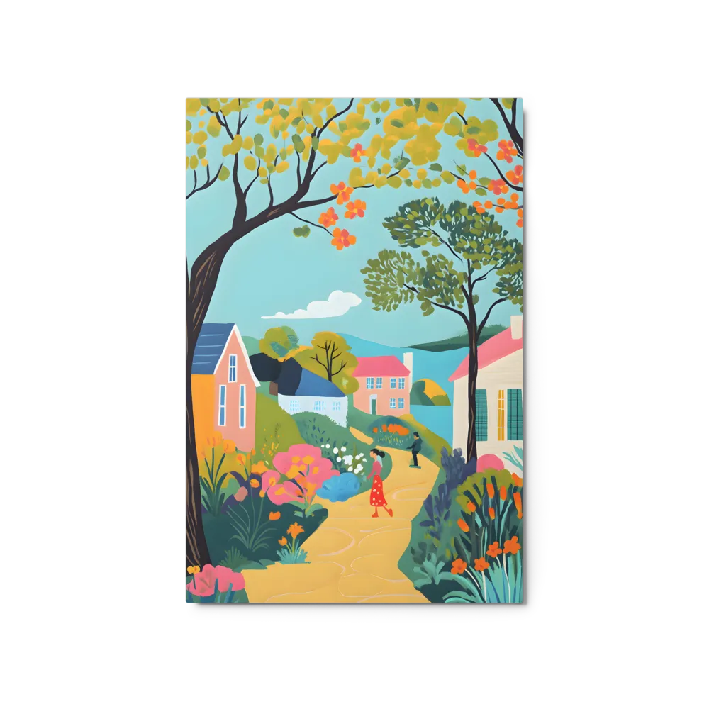 Lakeside Village Stroll 
 Metal Print | 20″x 30″