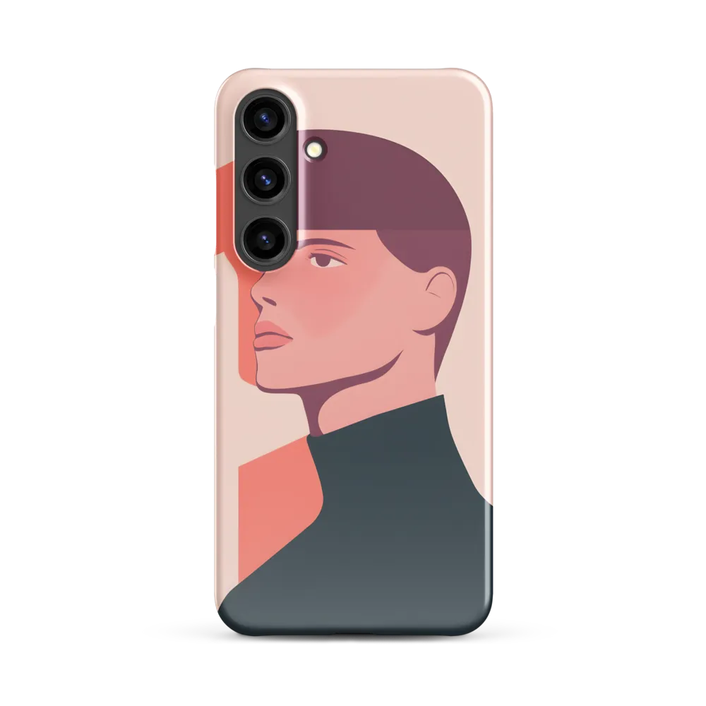 Contemplative Portrait in Minimalism | Phone Case |  S24 Plus | Snap Case | Glossy