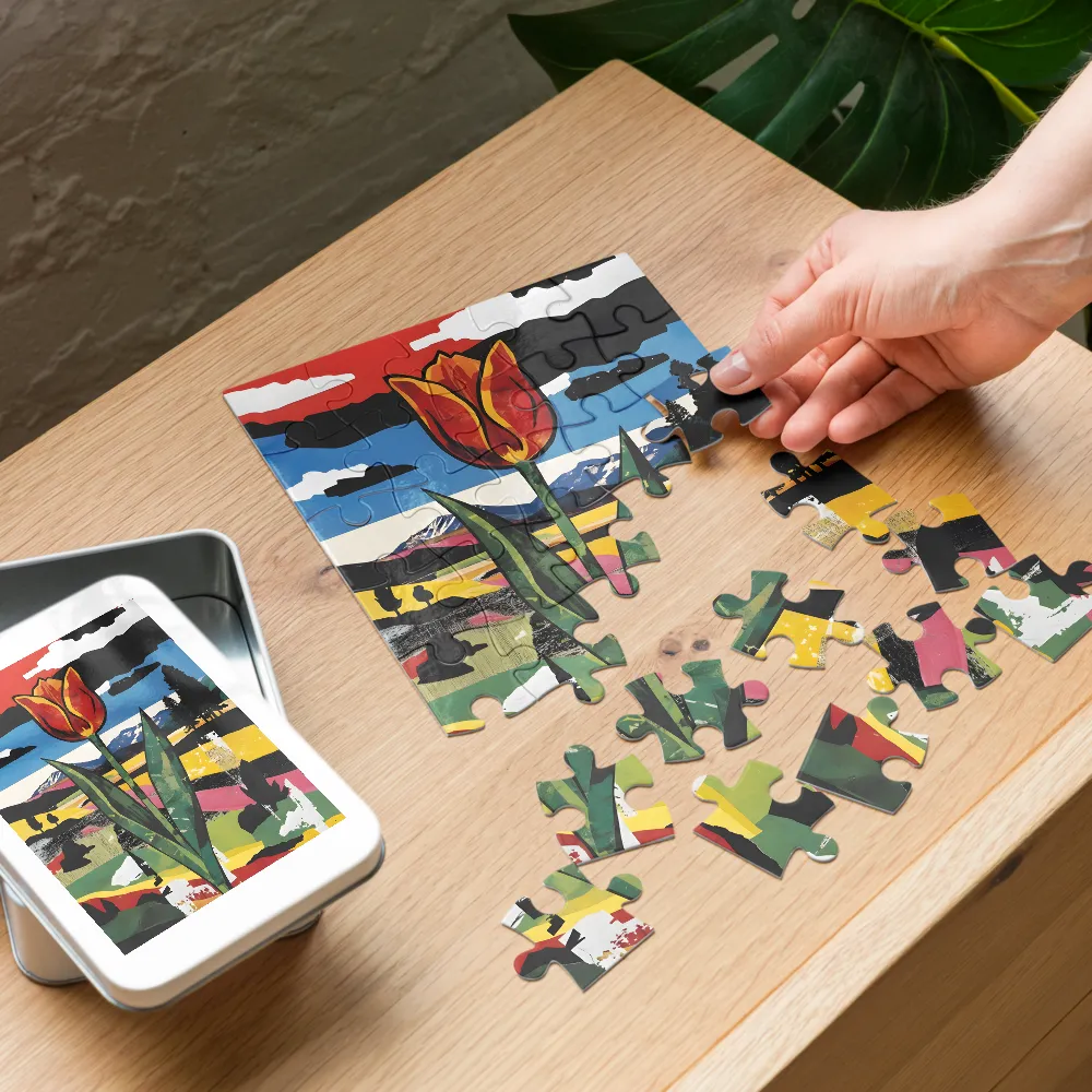 Tulip Over Valley 
 Jigsaw Puzzle in Tin Box