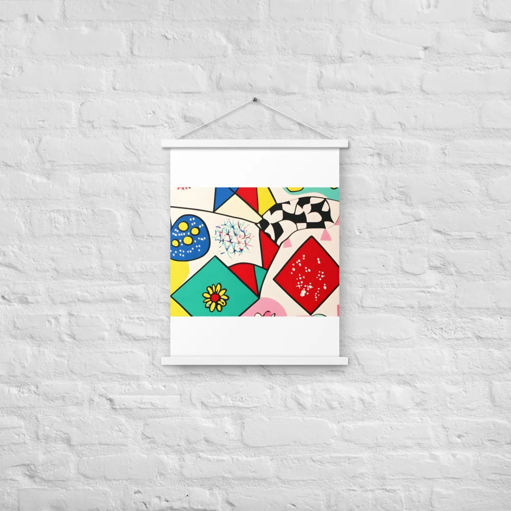 Joyful Geometry: A Playful Dance of Shapes and Colors | Poster With White Wood Hanger | 18″×24″
