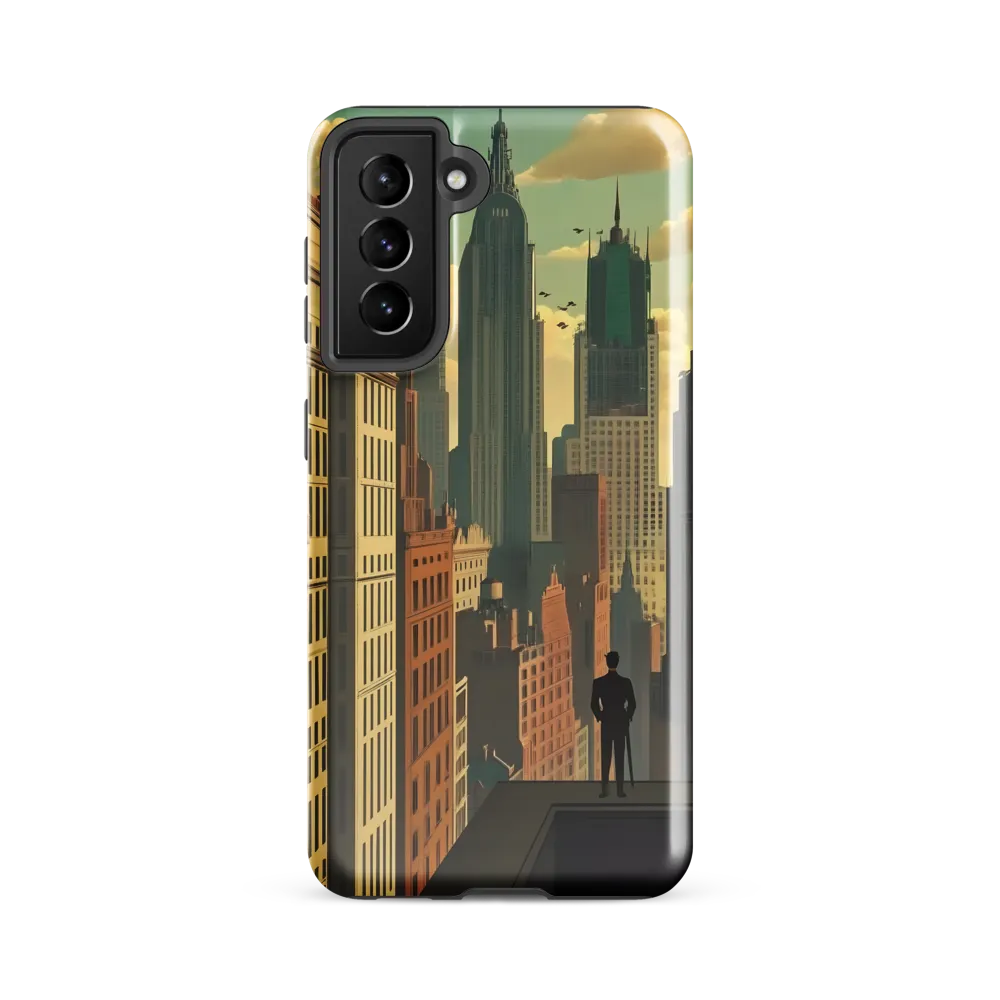 Urban Dreams: A Silhouette in Art Deco Cityscape