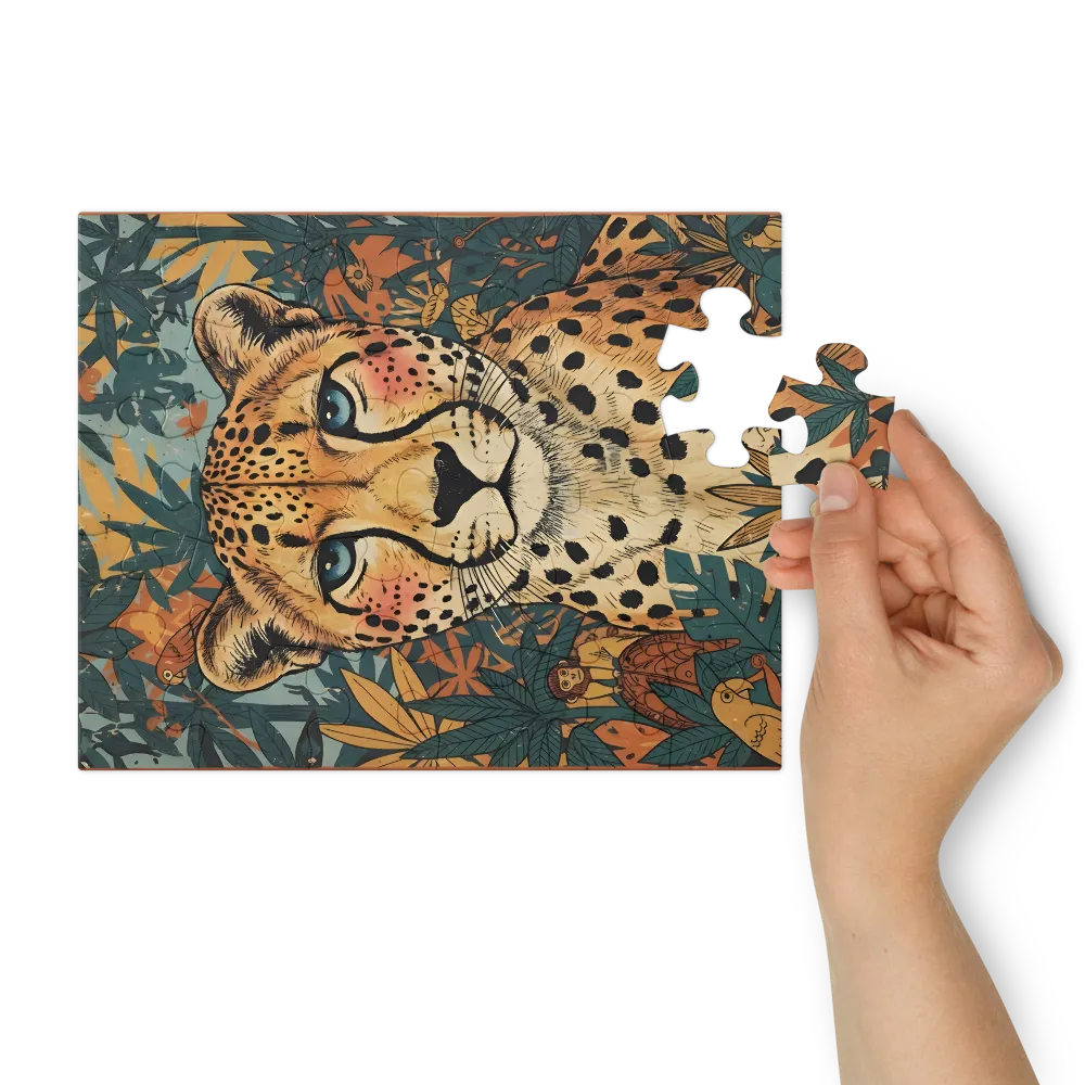 Cheetah in the Canopy 
 Jigsaw Puzzle in Tin Box
