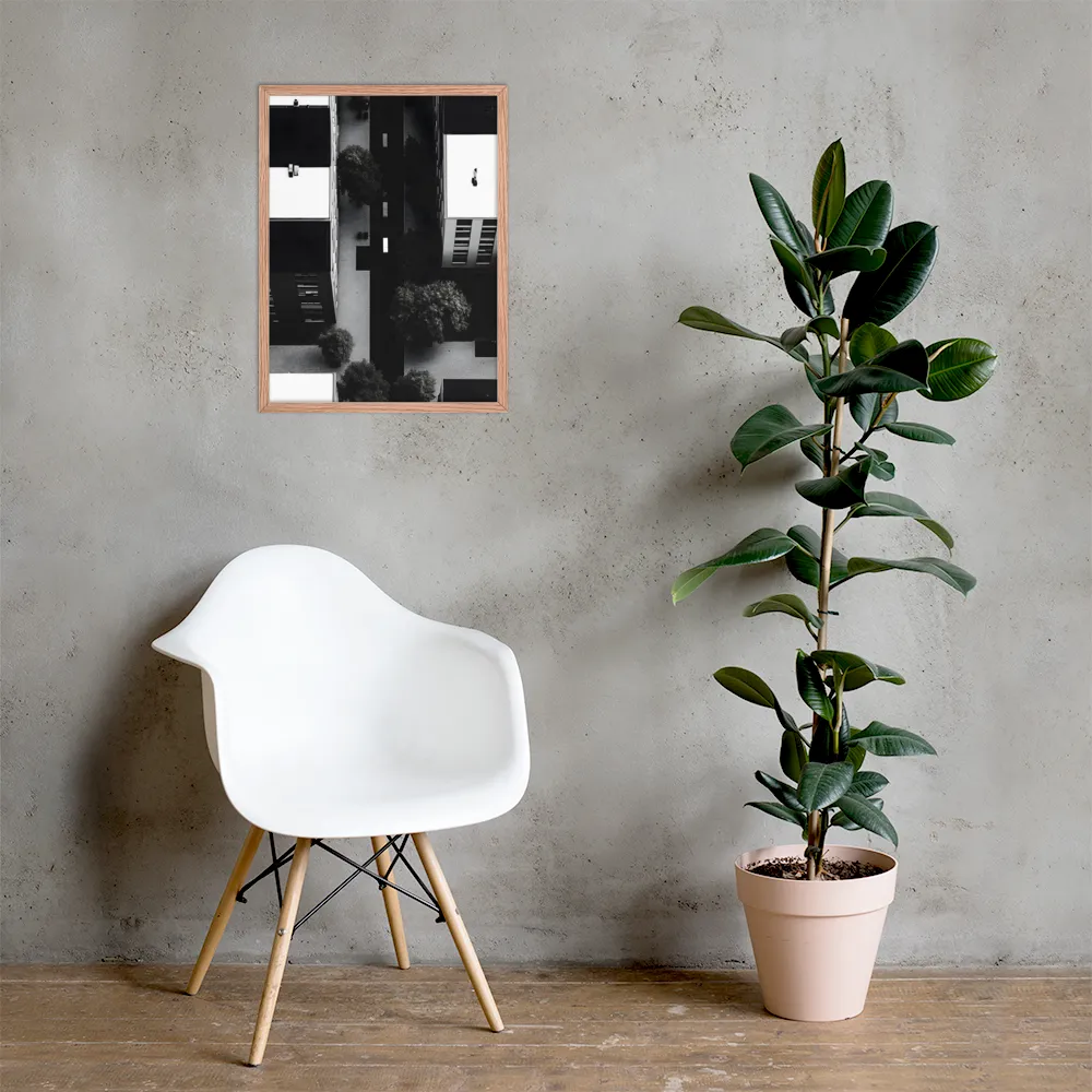 Urban Serenity from Above | Poster with Red oak Frame | 18″×24″