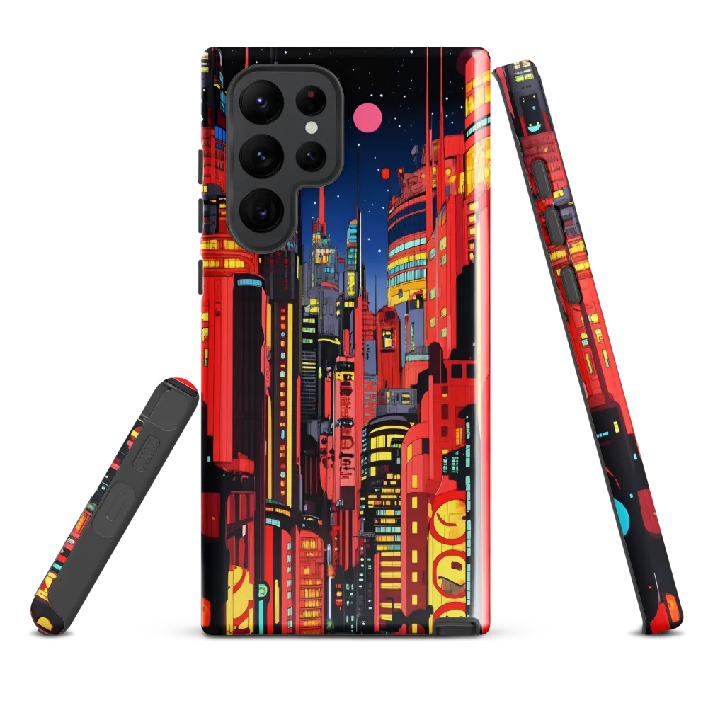Neon Dreams: A Cyberpunk Cityscape | Phone Case |  S22 Ultra | Tough Case | Glossy
