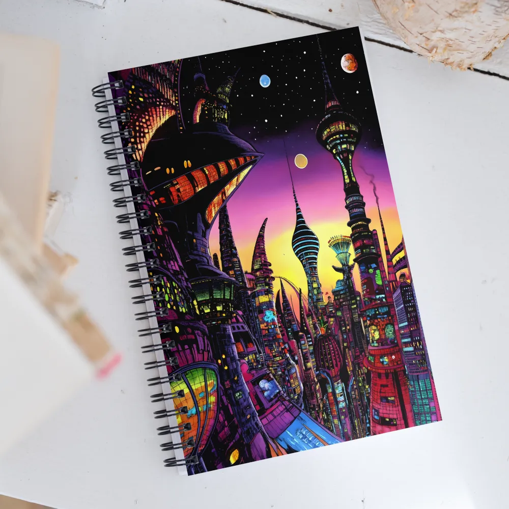 Futuristic Cityscape at Dusk | Spiral Notebook