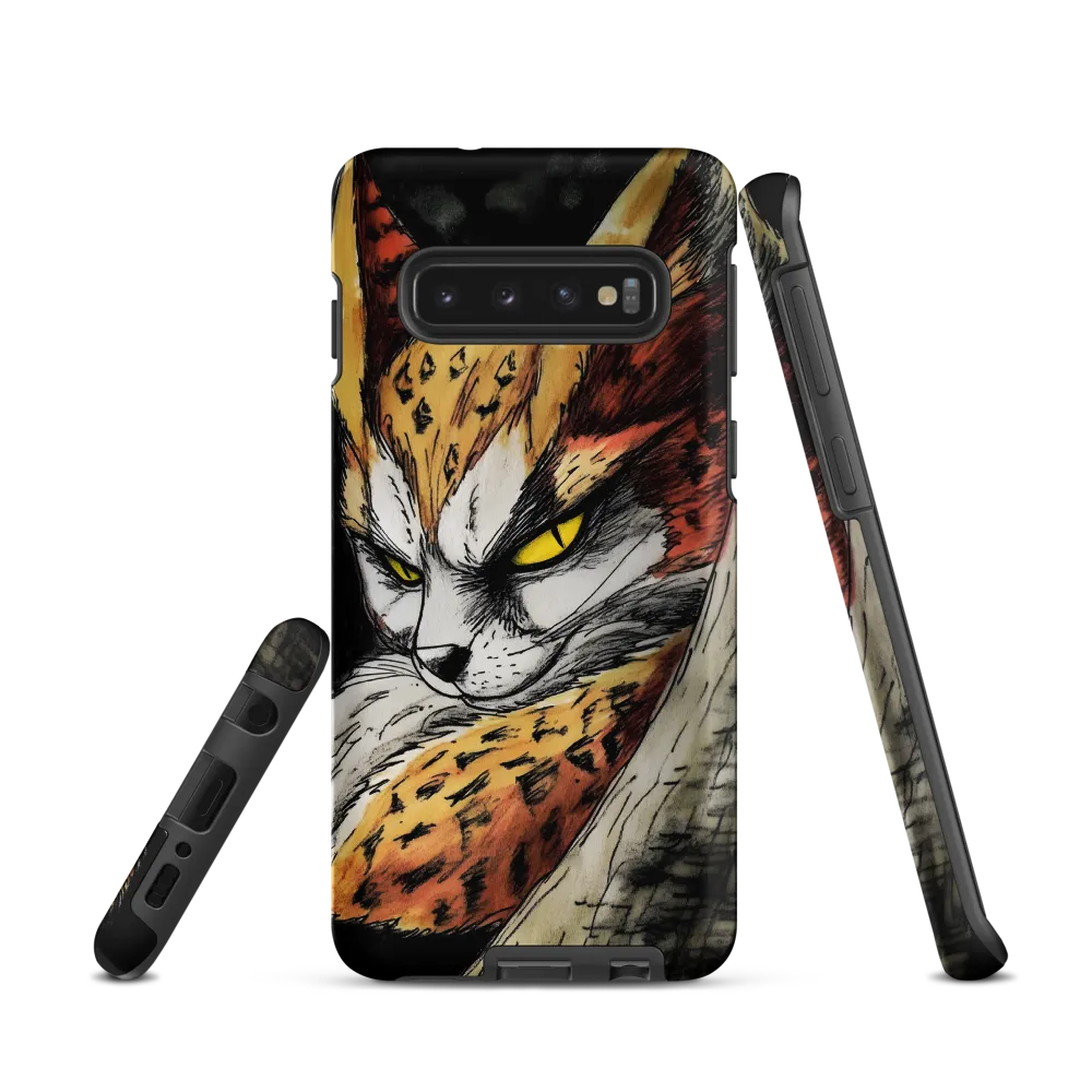 Fierce Gaze of the Wild Cat | Phone Case |  S10 | Tough Case | Matte