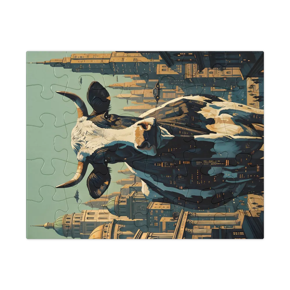 Metropolis Cow 
 Jigsaw Puzzle in Tin Box