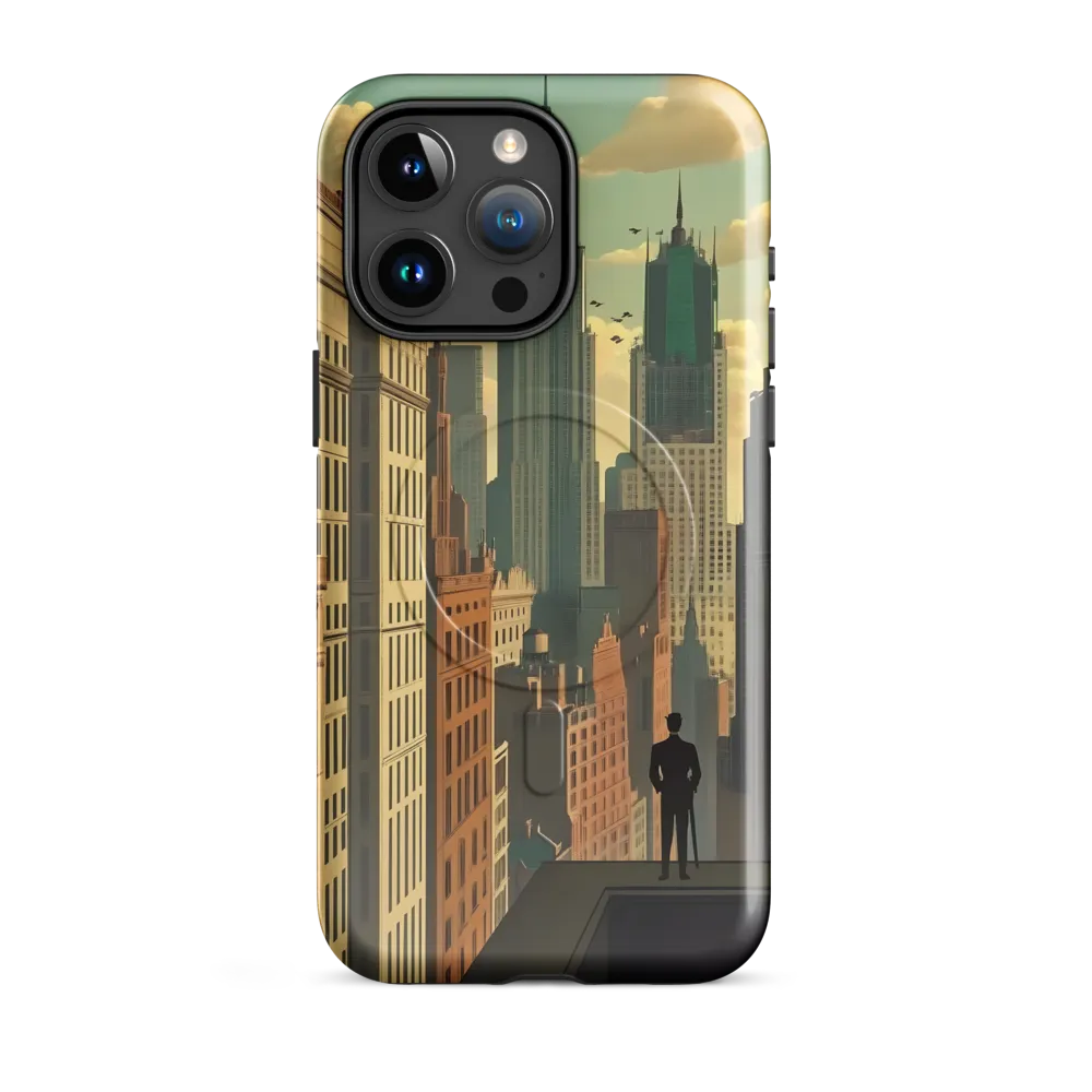 Urban Dreams: A Silhouette in Art Deco Cityscape