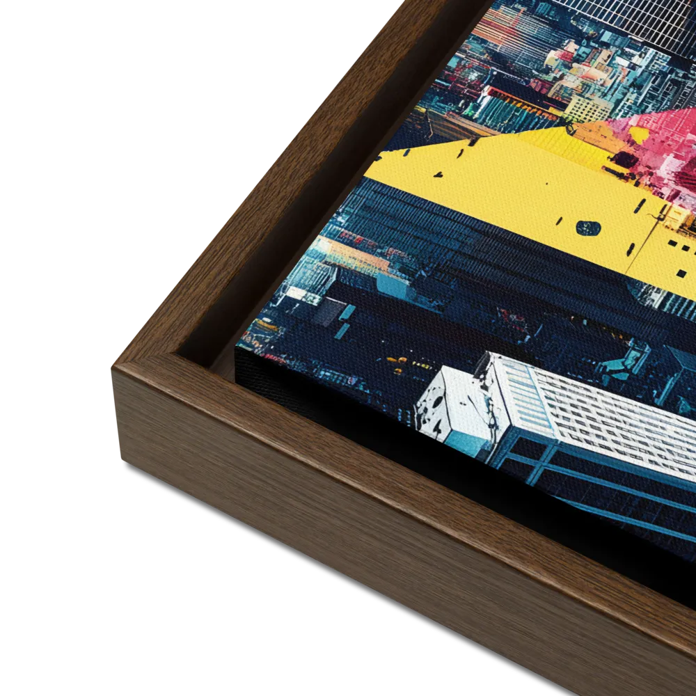 Dynamic Urban Symphony | Canvas with Brown Frame | 16″×16″
