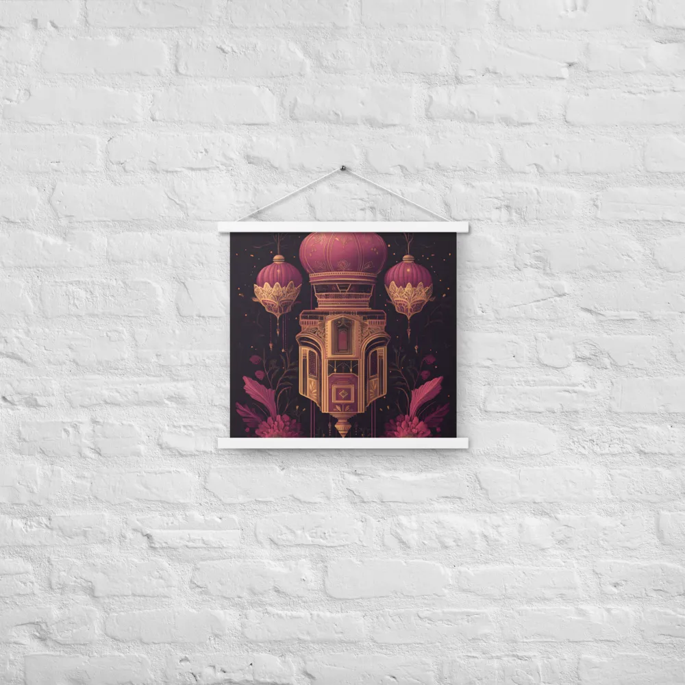 Ornate Harmony: A Digital Floral Architecture | Poster With White Wood Hanger | 18″×18″
