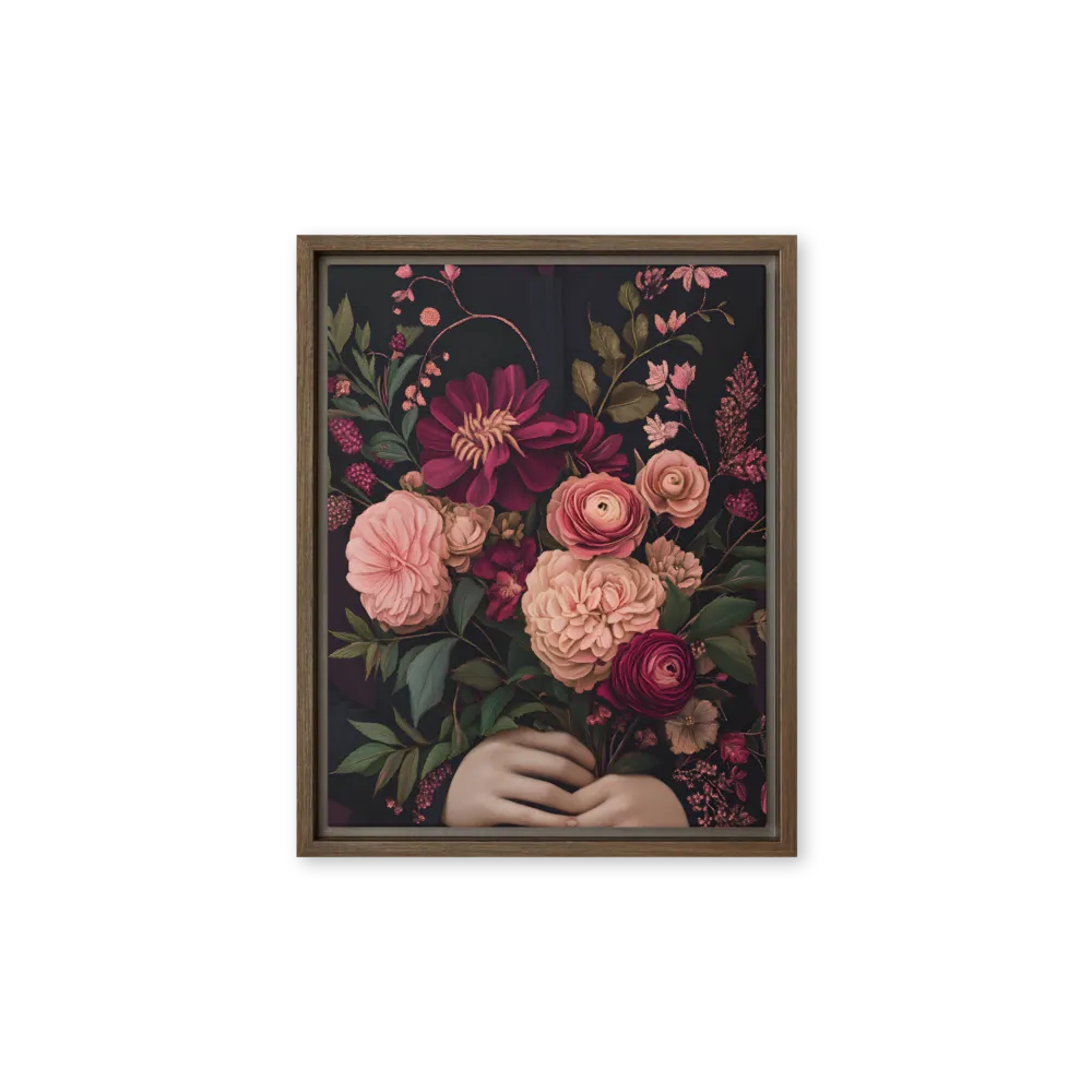 Botanical Elegance | Canvas with Brown Frame | 11″×14″