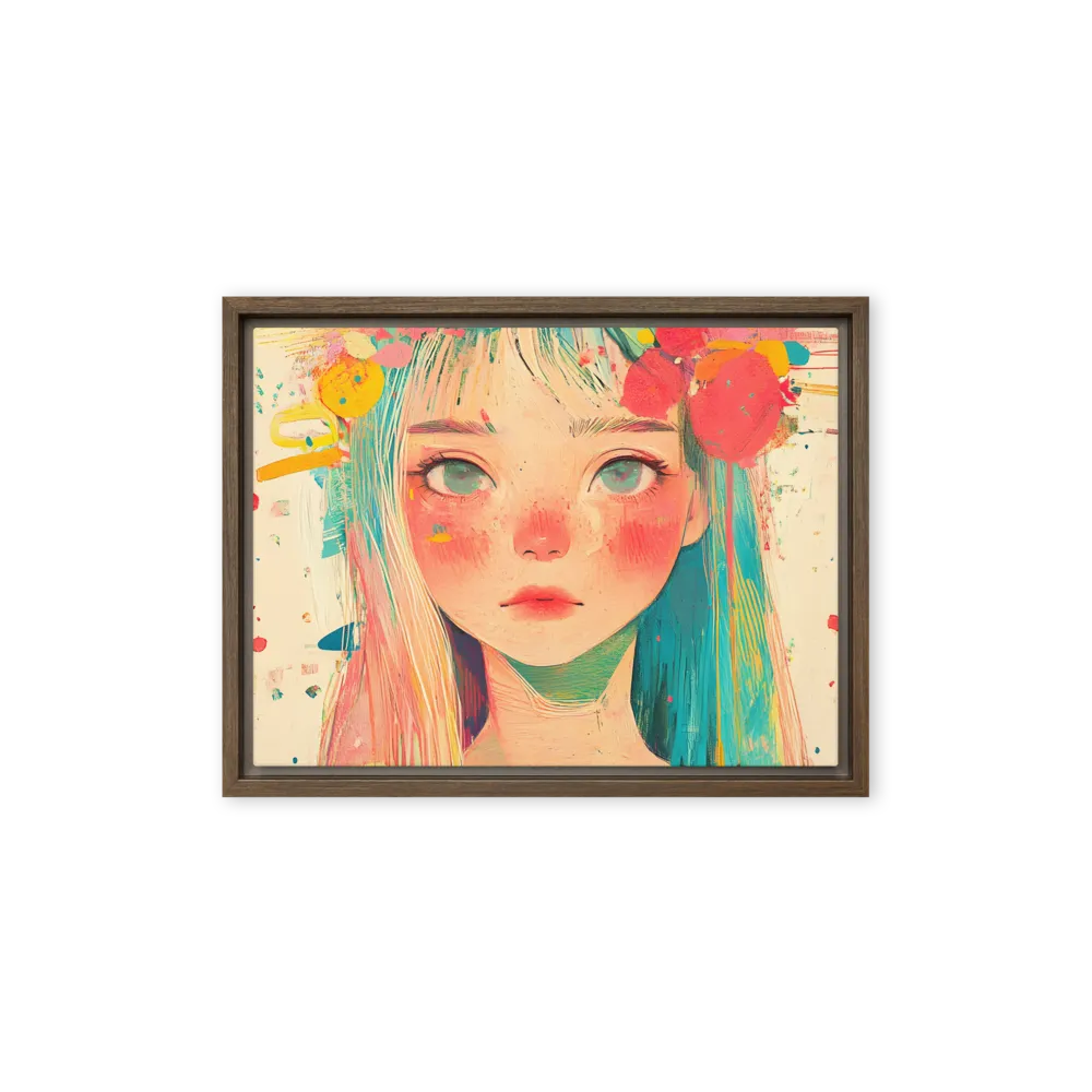 Whimsical Blossom | Canvas with Brown Frame | 12″×16″
