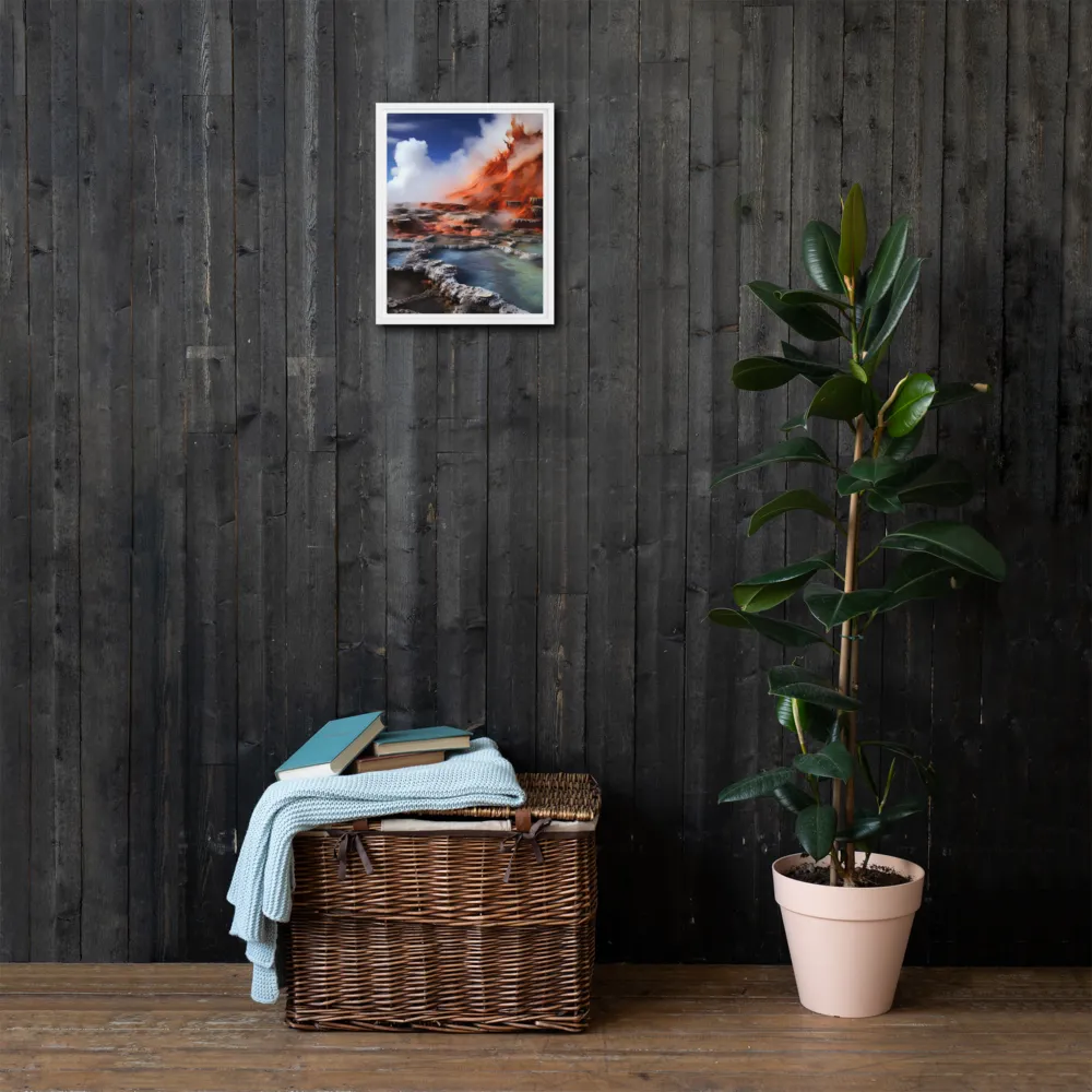 Nature's Fury: The Volcano's Expression | Canvas with White Frame | 11″×14″