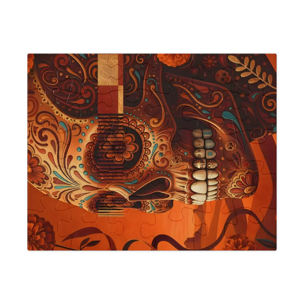 Marigold Sugar Skull 
 Jigsaw Puzzle in Tin Box