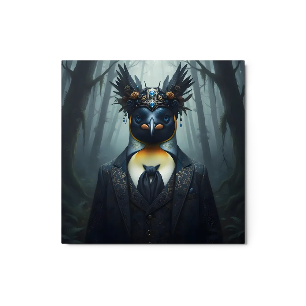 Regal Penguin 
 Metal Print | 12″x 12″