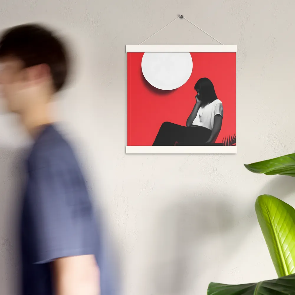 Contemplation in Red | Poster With White Wood Hanger | 12″×12″