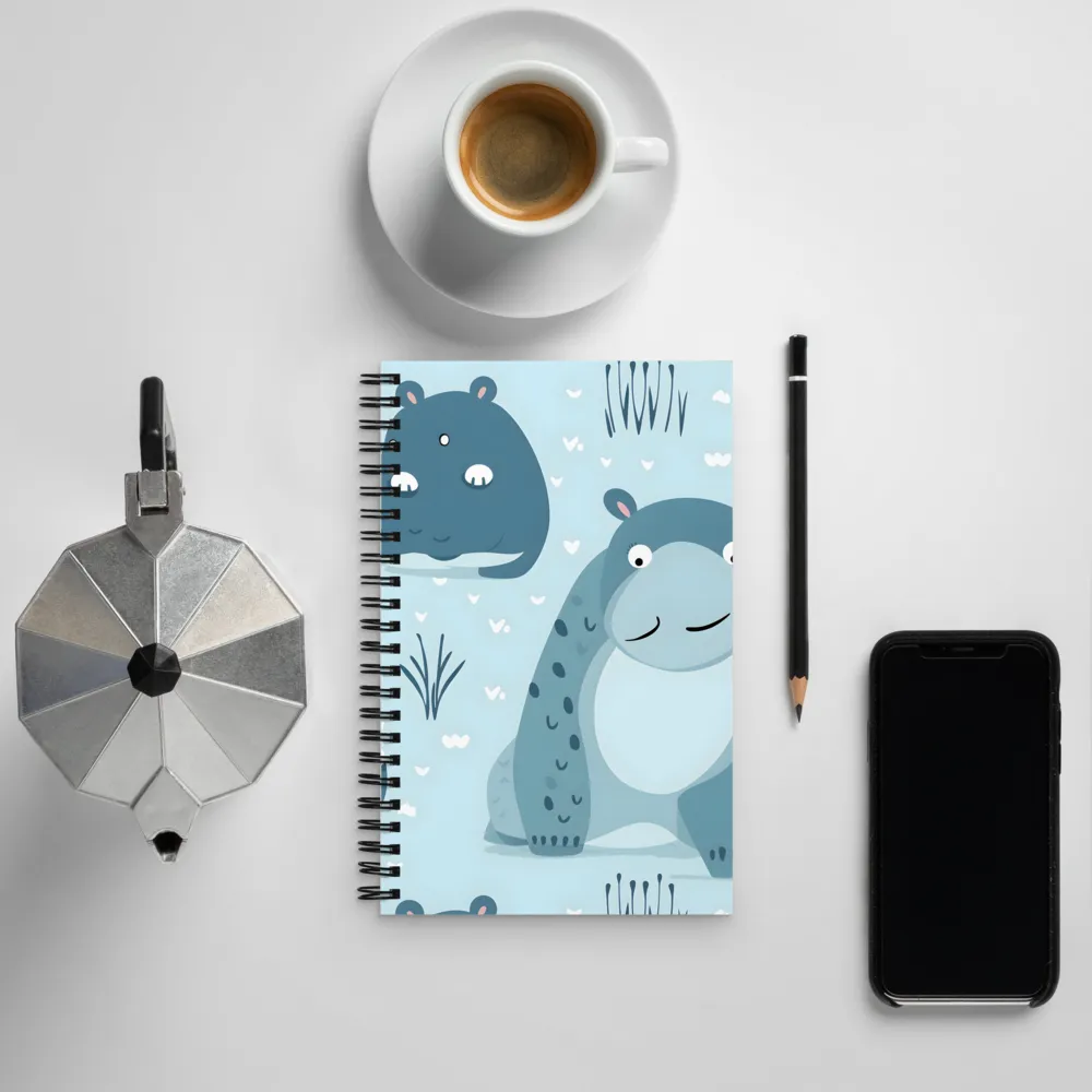 Whimsical Hippo Delight | Spiral Notebook