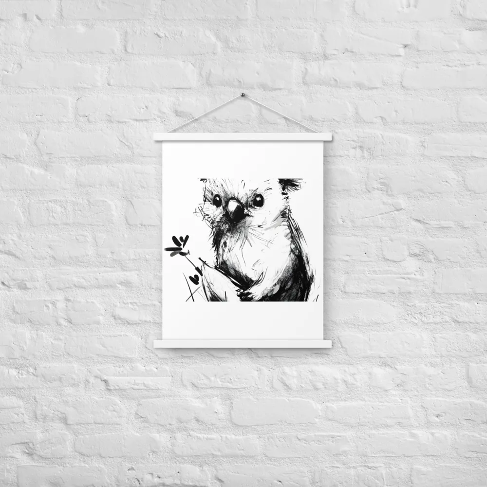 Whimsical Koala in Ink | Poster With White Wood Hanger | 18″×24″