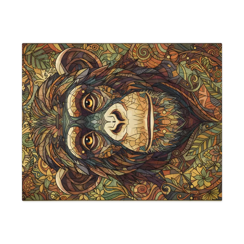 Ornamental Chimpanzee 
 Jigsaw Puzzle in Tin Box