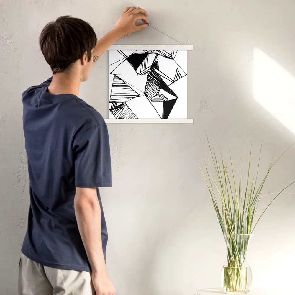 Dynamic Geometry in Ink | Poster With White Wood Hanger | 14″×14″