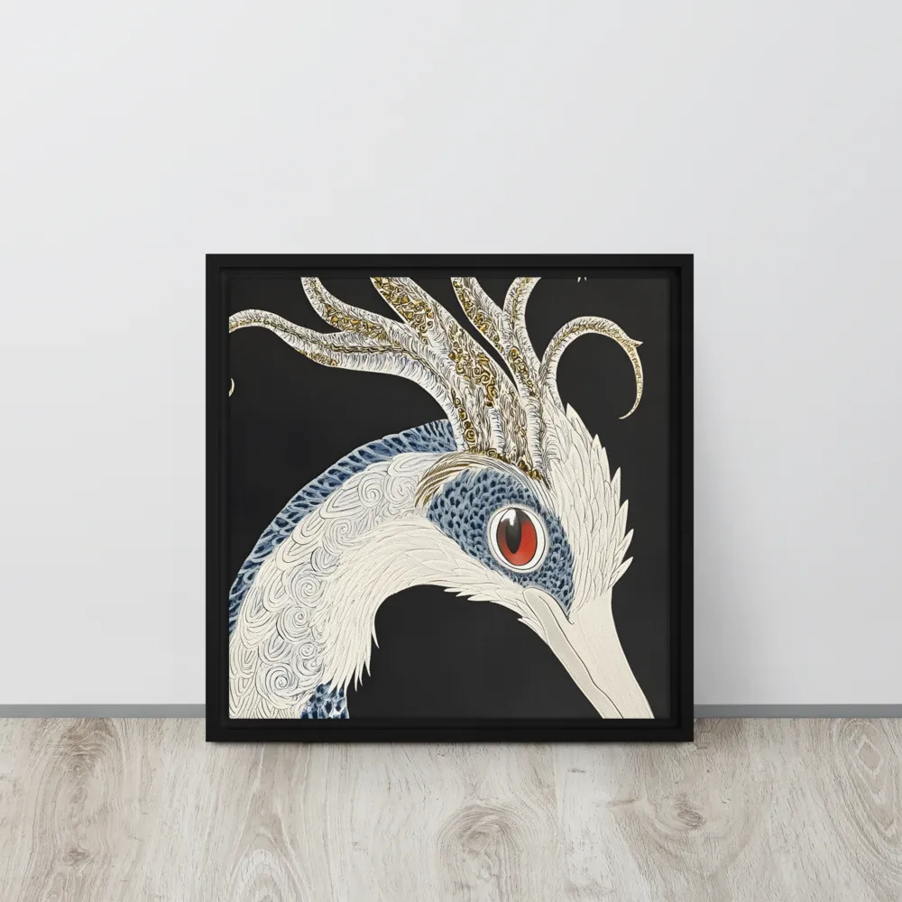 Elegance of the Majestic Peacock | Canvas with Black Frame | 16″×16″