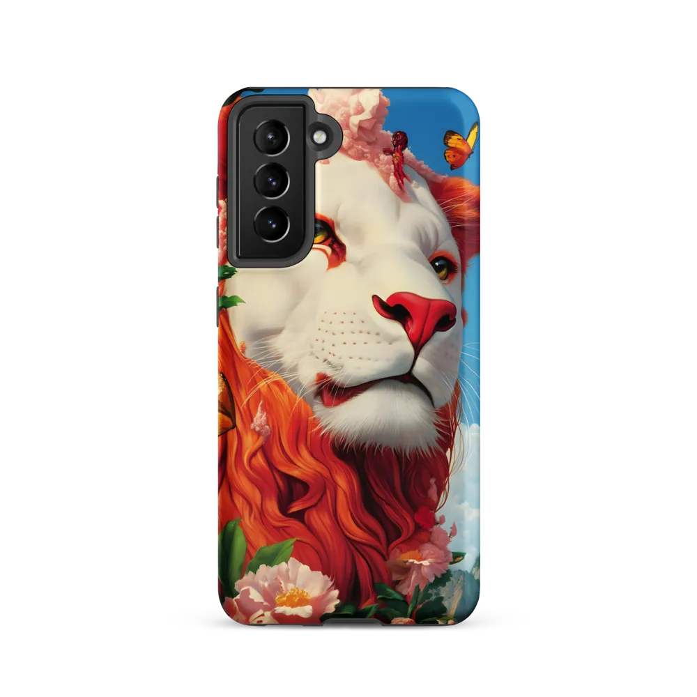 Majestic Lion Amidst Floral Splendor
