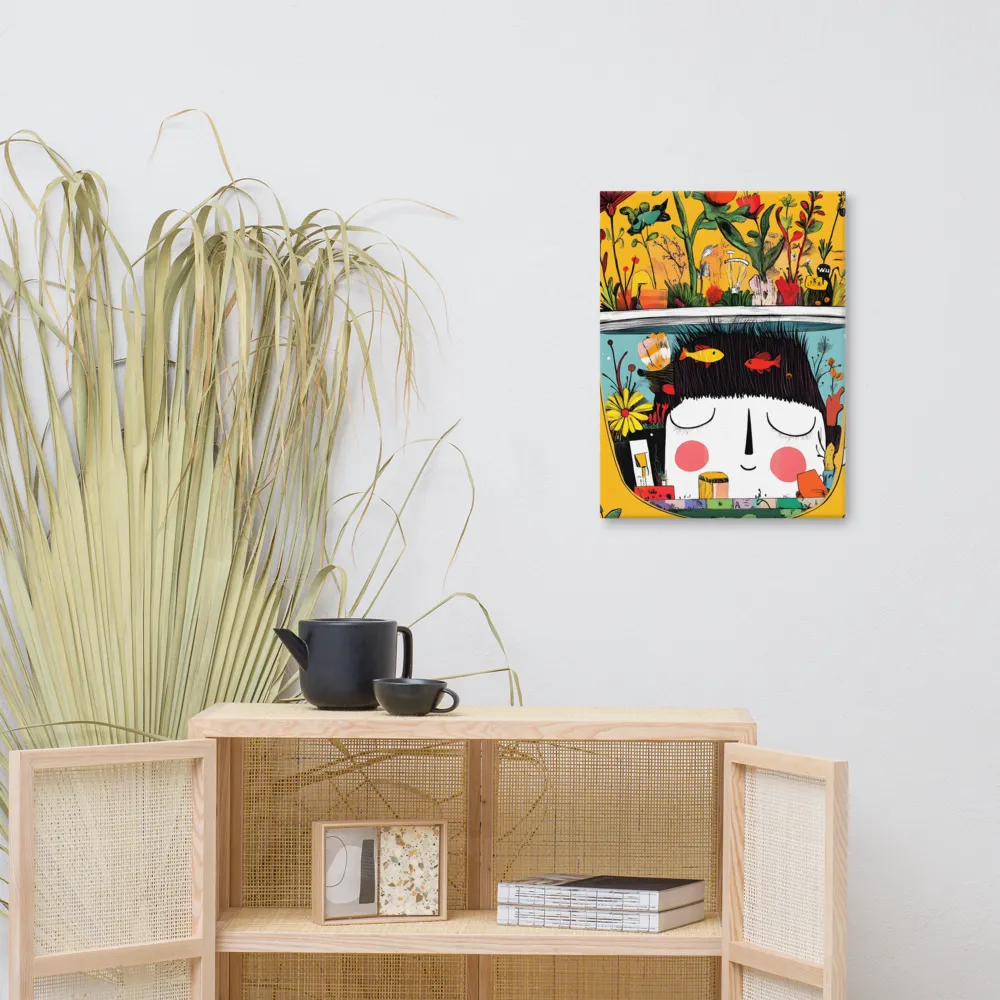 Whimsical Garden Head | Canvas | 18″×24″