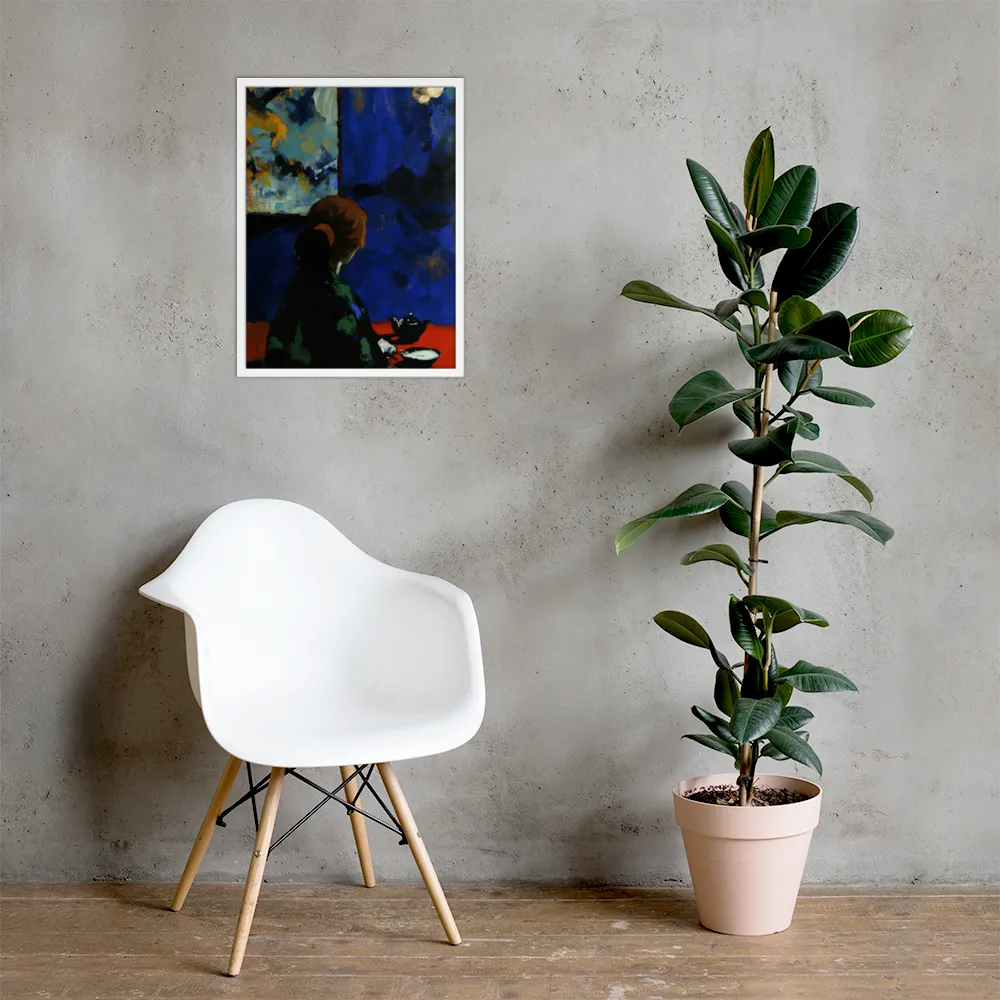 Contemplation Under the Night Sky | Poster with White Frame | 18″×24″
