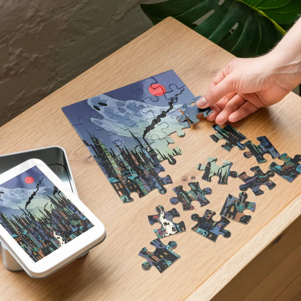Specter Over the City 
 Jigsaw Puzzle in Tin Box