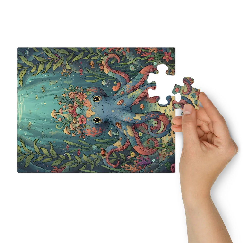 Coral Crown Octopus 
 Jigsaw Puzzle in Tin Box