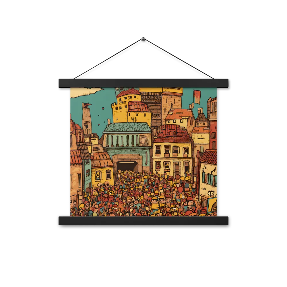 The Quirky City Gathering | Poster With Black Wood Hanger | 14″×14″