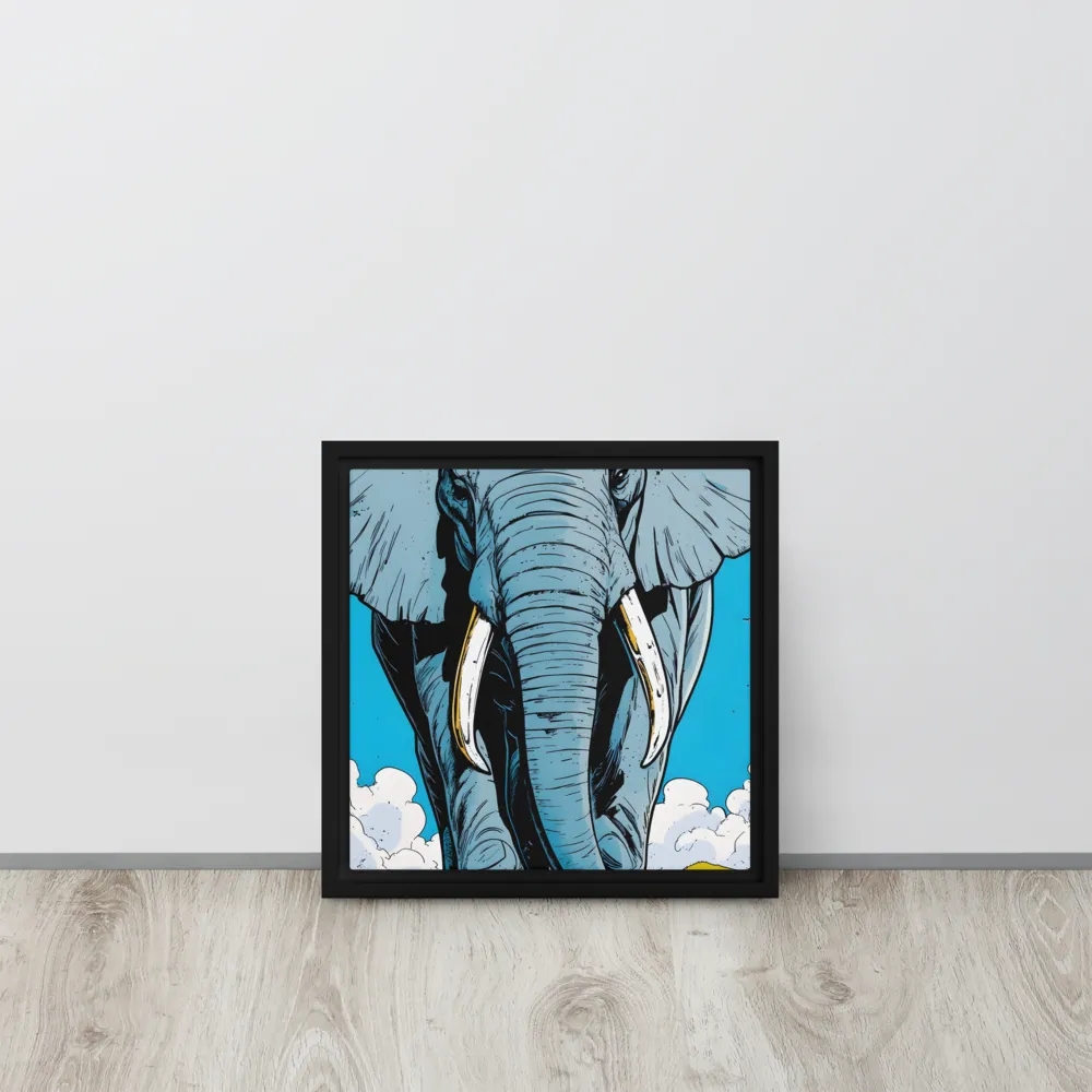 Majestic Presence: The Elephant | Canvas with Black Frame | 12″×12″