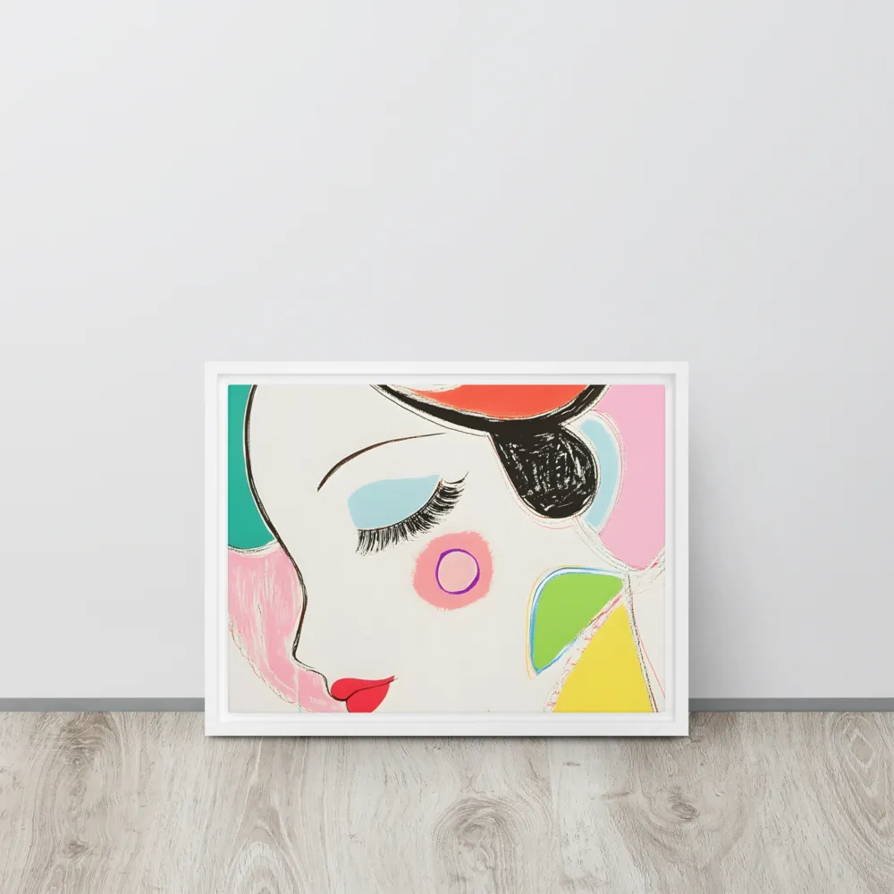 Whimsical Portrait in Colorful Abstraction | Canvas with White Frame | 12″×16″