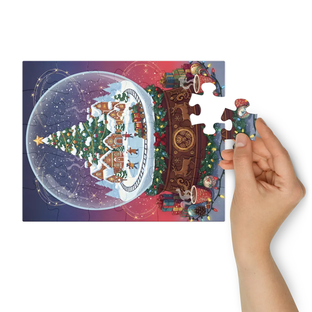 Christmas Village Snow Globe 
 Jigsaw Puzzle in Tin Box
