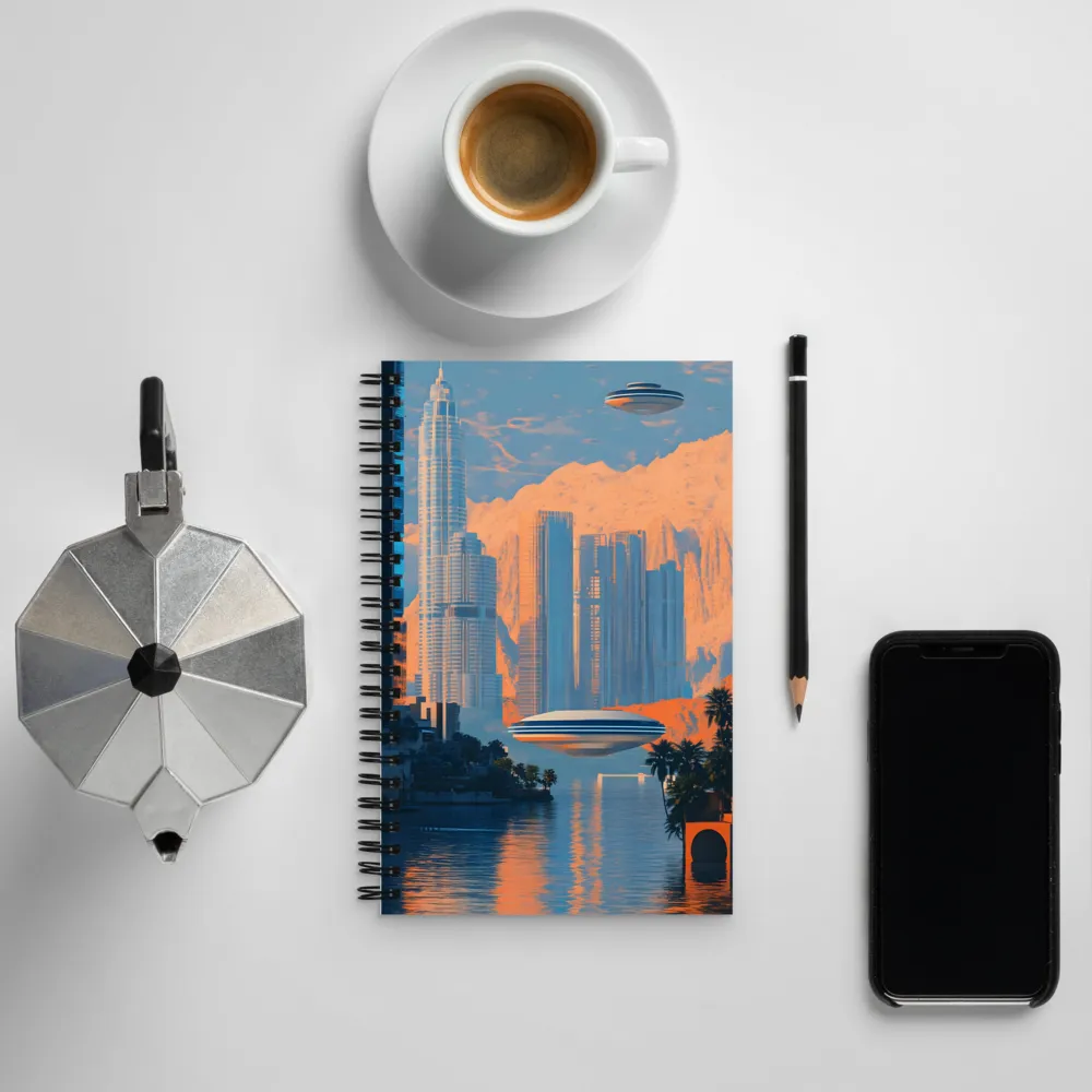 Futuristic Horizons: A Sci-Fi Cityscape | Spiral Notebook