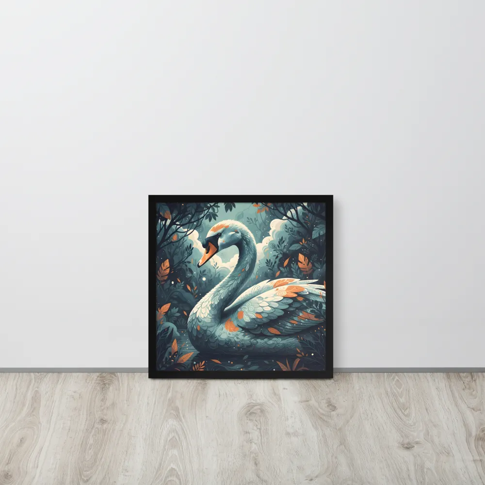 Grove Swan 
 Poster with Black Frame | 18″x 18″