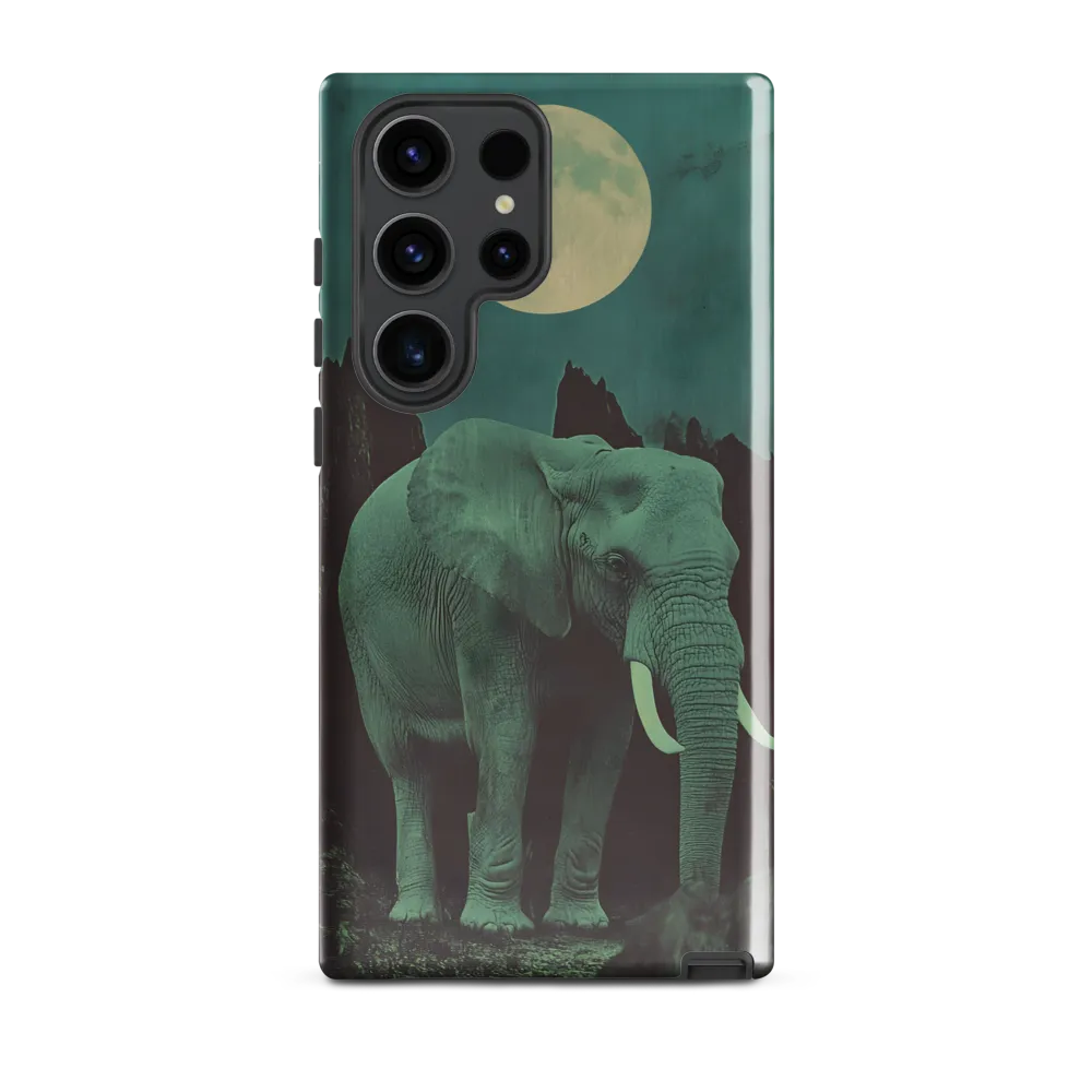 Ethereal Presence: Elephant Under a Full Moon