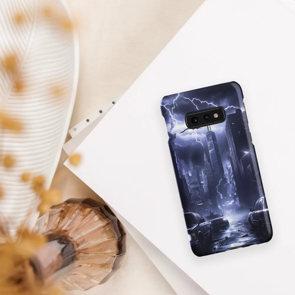 Stormy Cityscape: Shadows of the Night | Phone Case |  S10e | Snap Case | Matte