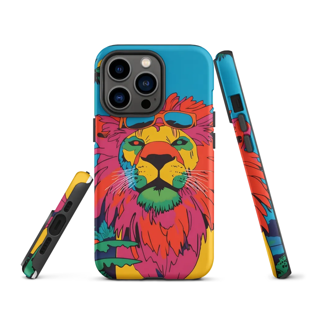 Lion with Sunglasses: A Vibrant Tropical Portrait