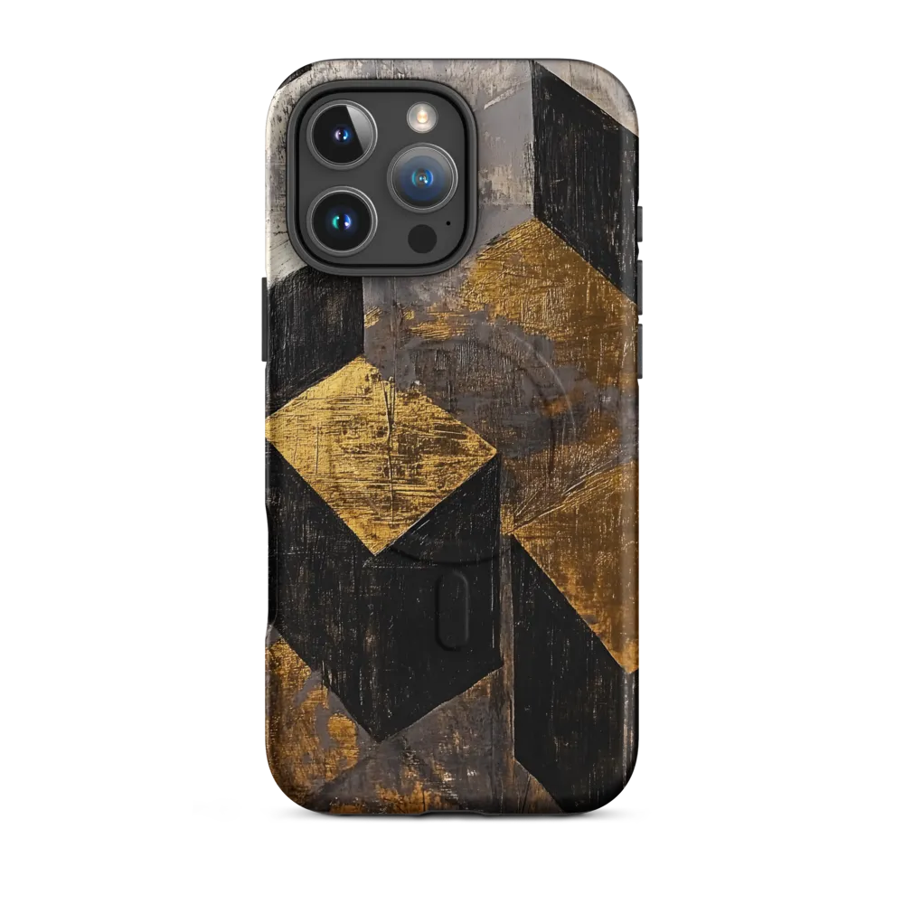 Geometric Harmony in Gold and Black | Phone Case |  16 Pro Max | MagSafe® Tough Case | Matte