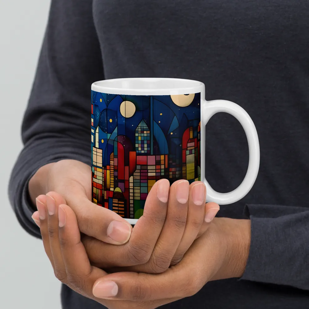 Geometric Harmony: A Vibrant Cityscape | Mugs | Multiple Sizes & Colors