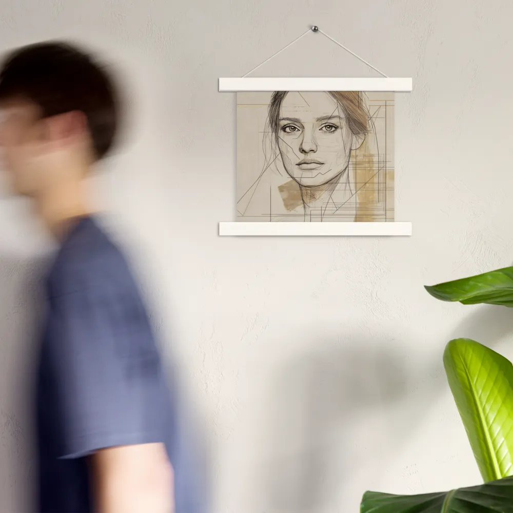 Geometric Elegance: A Modern Portrait | Poster With White Wood Hanger | 10″×10″
